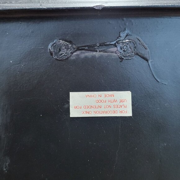 Rooster Plaque Plate Pair Ceramic Square 3D Grape Vine Frame - Picture 10 of 10